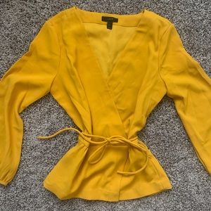 Golden JCrew Long Sleeve Blouse